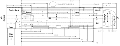 Figure 1. Dimensions of Gulfstream-1 cabin interior.
