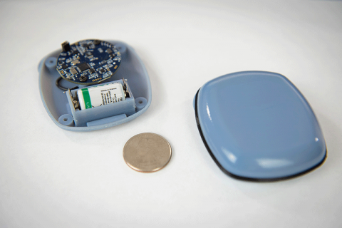 PNNL researchers designed the Acoustic Gunshot Detection Technology to be inexpensive. The golf ball-sized sensor contains a Wi-Fi-enabled microcontroller, microphone, and battery.