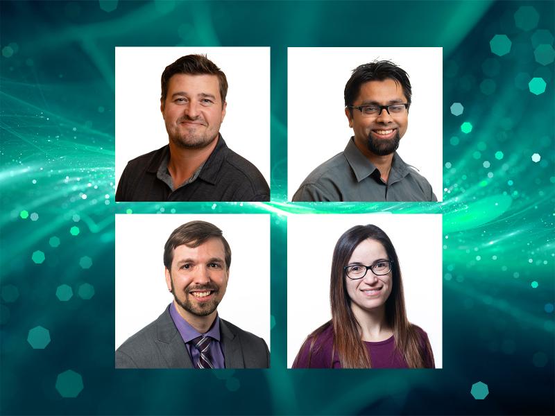 Composite image with the headshots of the 4 early career research program winners