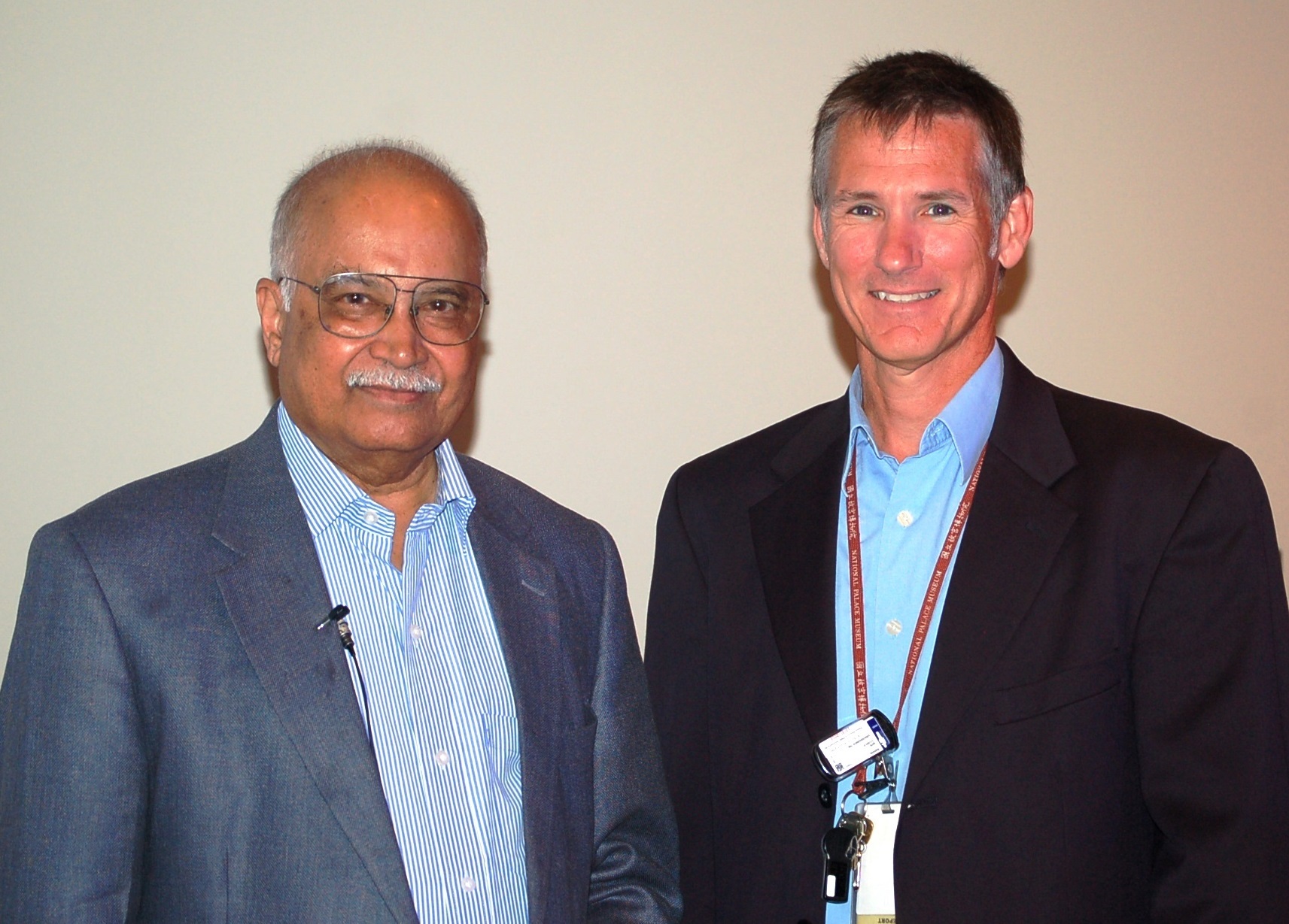Professor R. Rajaraman (left) with PNNL's Kevin Whattam, NNSA Sector