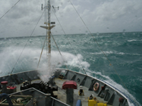 Rough seas and the Southern Surveyor research vessel