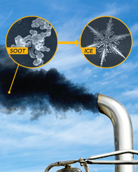 diesel soot forming ice clouds