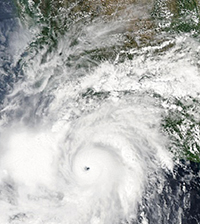 satellite photo of tropical cyclone