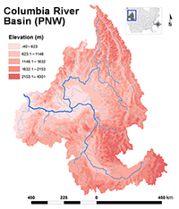Columbia River basin watershed in the Pacific Northwest
