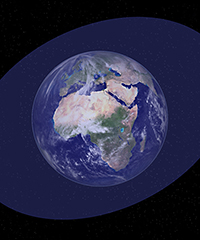 Earth and its atmosphere from outer space