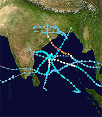 North Indian Ocean cyclone tracks 2013