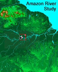 Amazon River with ARM sites marked near Manaus