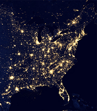 satellite view of night lights