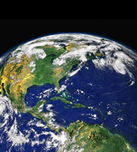 globe with cloud systems
