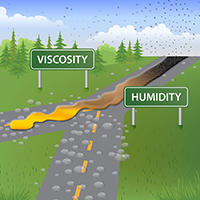concept drawing of atmospheric particles, humidity and a forest
