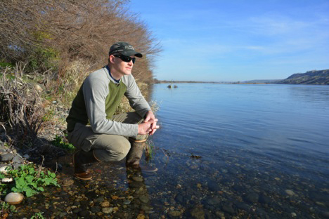 James Stegen on Columbia River shoreline