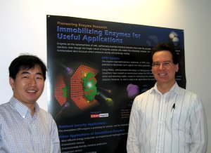 Chenghong Lei and Eric Ackerman in front of poster