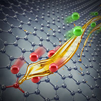 Artistic rendering of graphene and ionic interactions