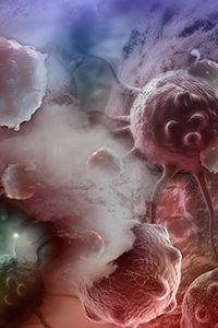 Artistic rendering of nanoparticles' attack