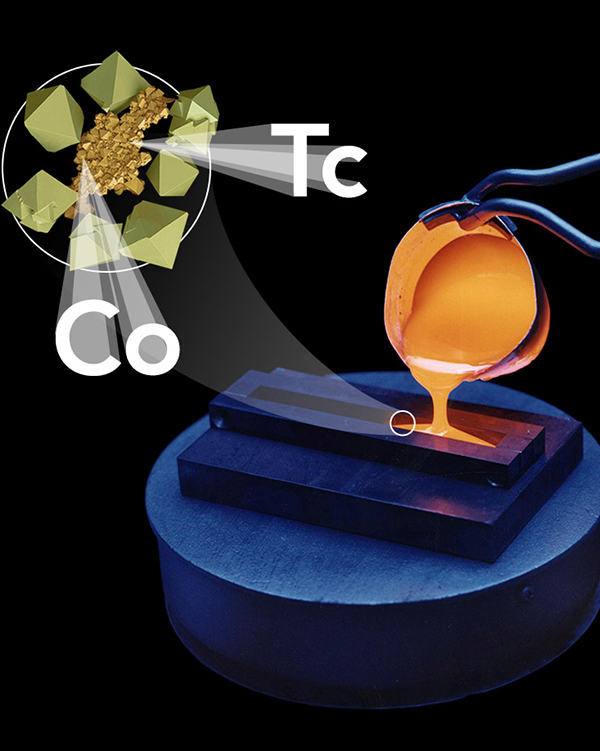 Glass melt, technetium, and spinels