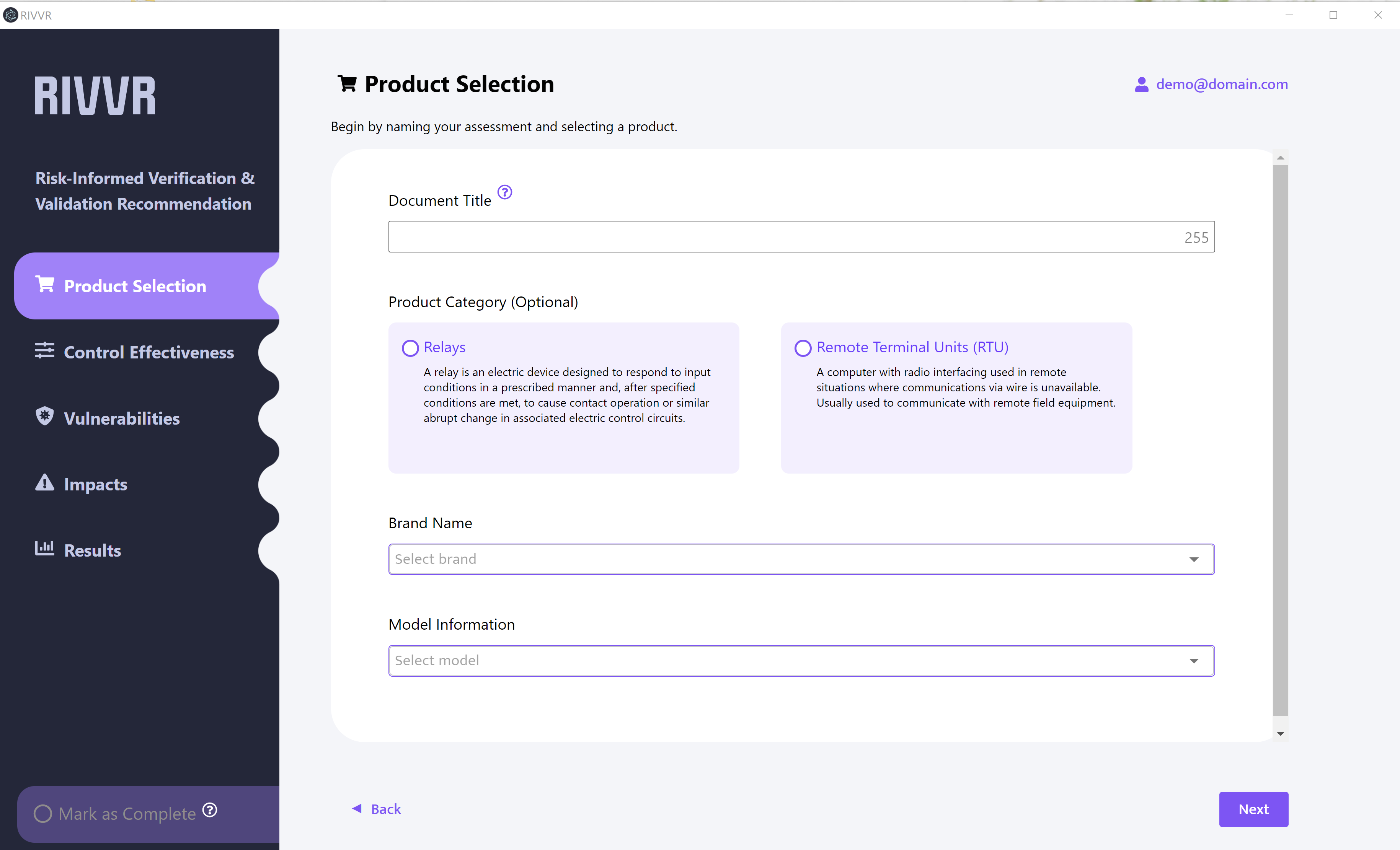 Screenshot, RIVVR, product selection
