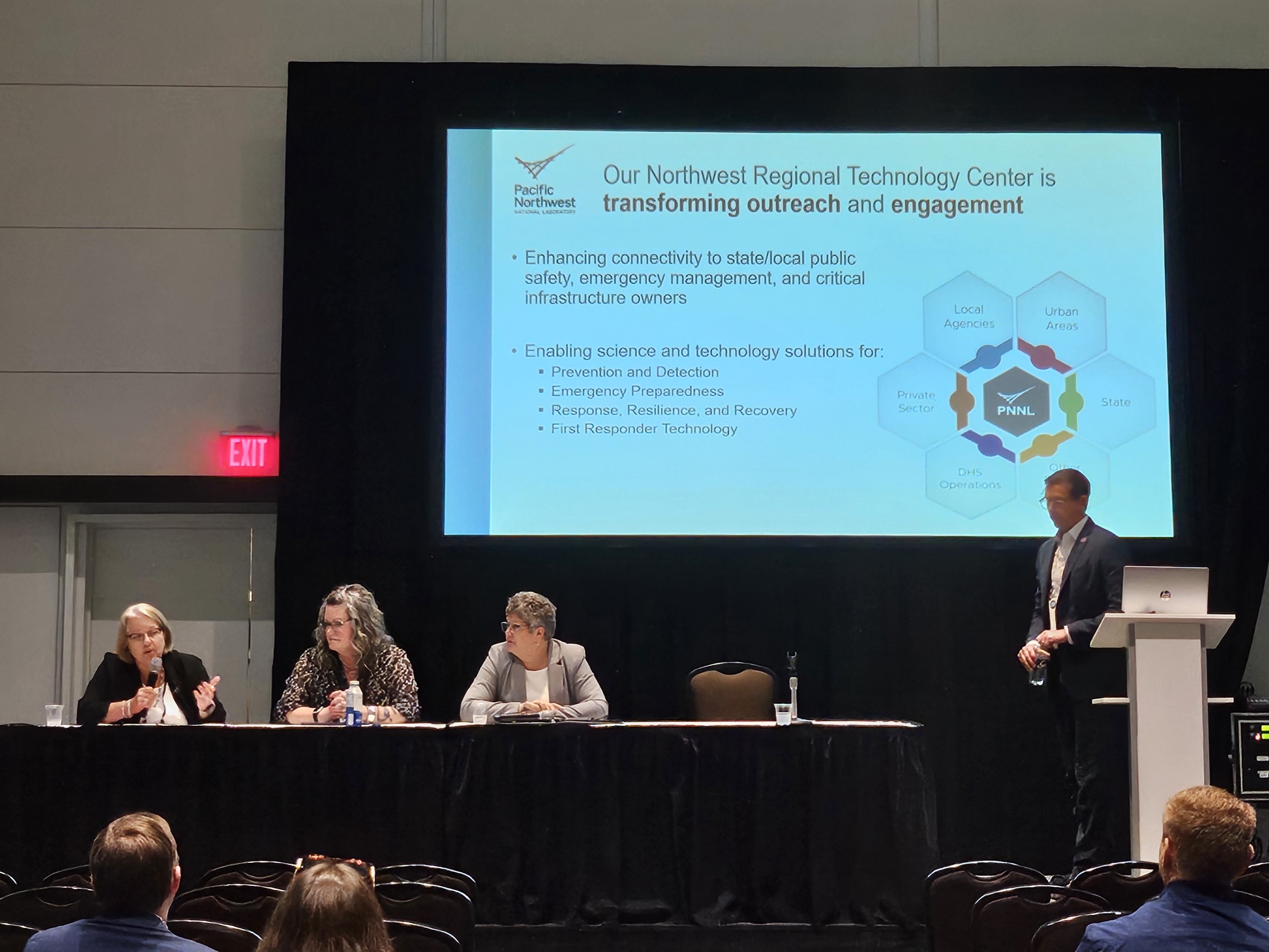 Photo of panelists discussing partnerships at the National Homeland Security Conference