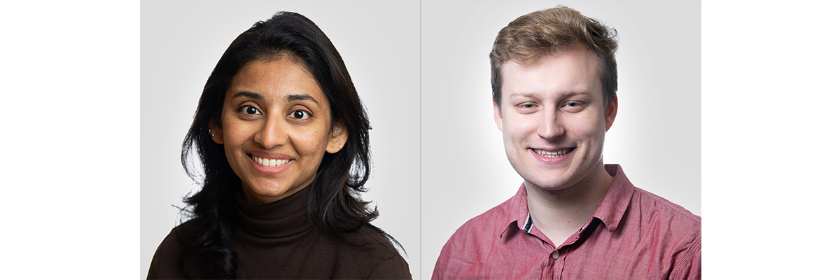 Vrushali Mendon and Samuel Rosenberg headshots pictured side by side
