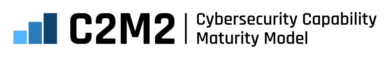 C2M2 logo with black text and blue data bars