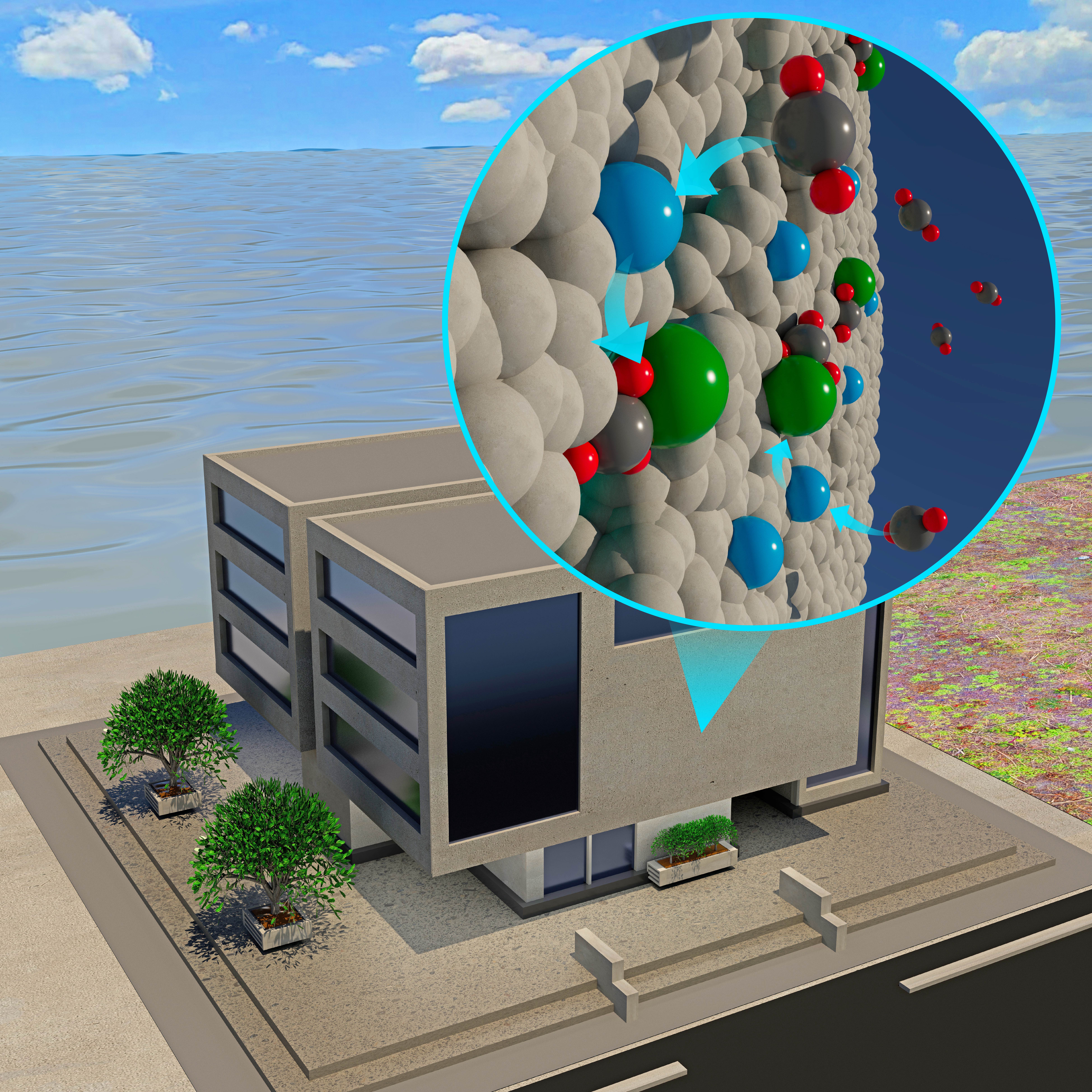 An illustration showing the use of C3Crete in a building.