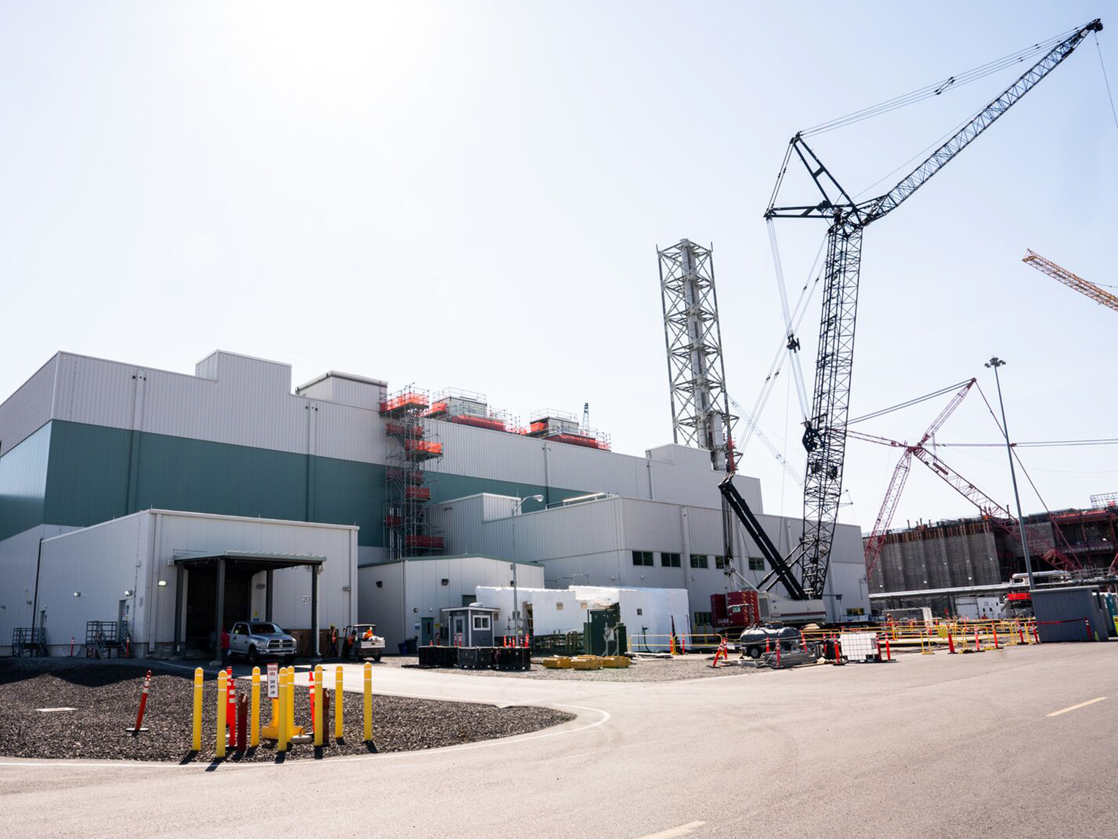 The Waste Treatment and Immobilization Plant surrounded by building cranes.