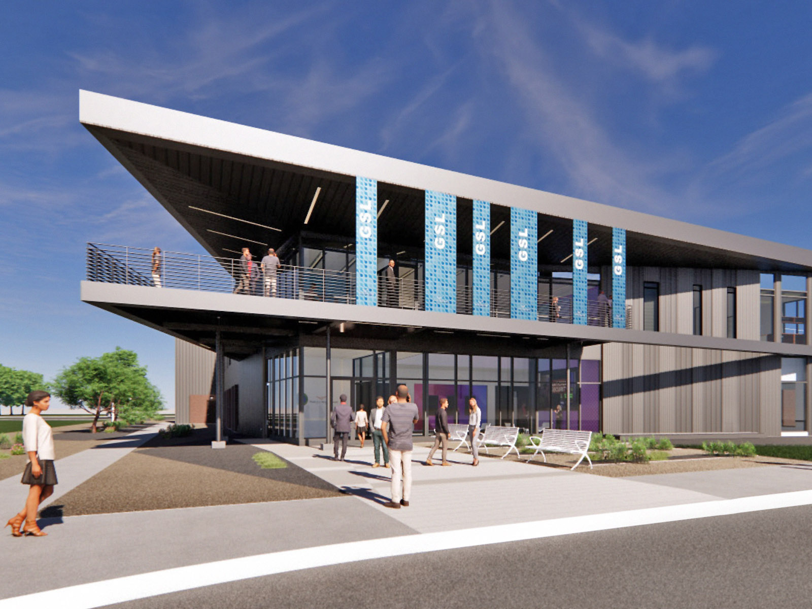 An architectural rendering of DOE's new GRID Storage Launchpad facility to be built on the PNNL campus