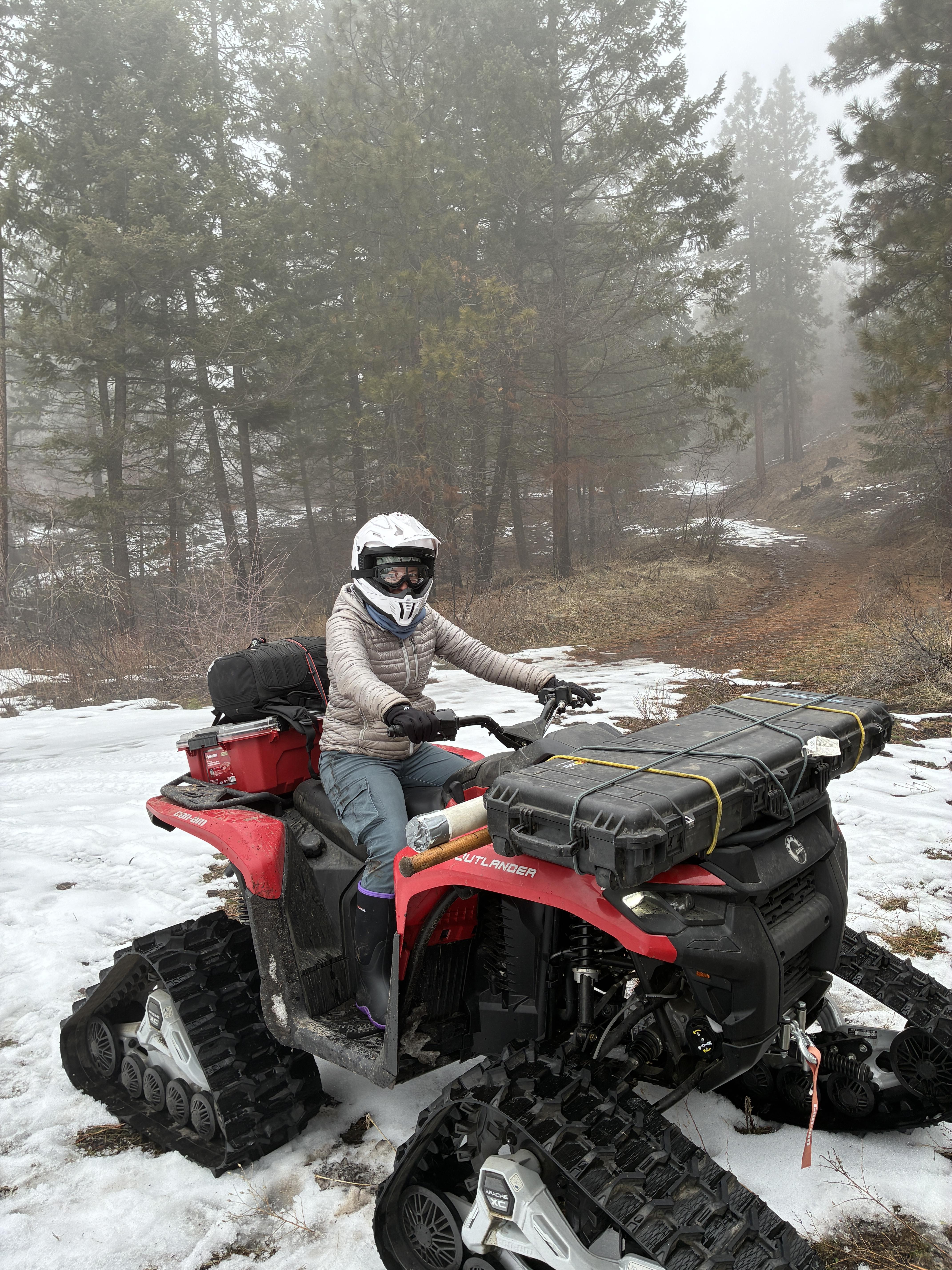 Xia Gillespie on an ATV