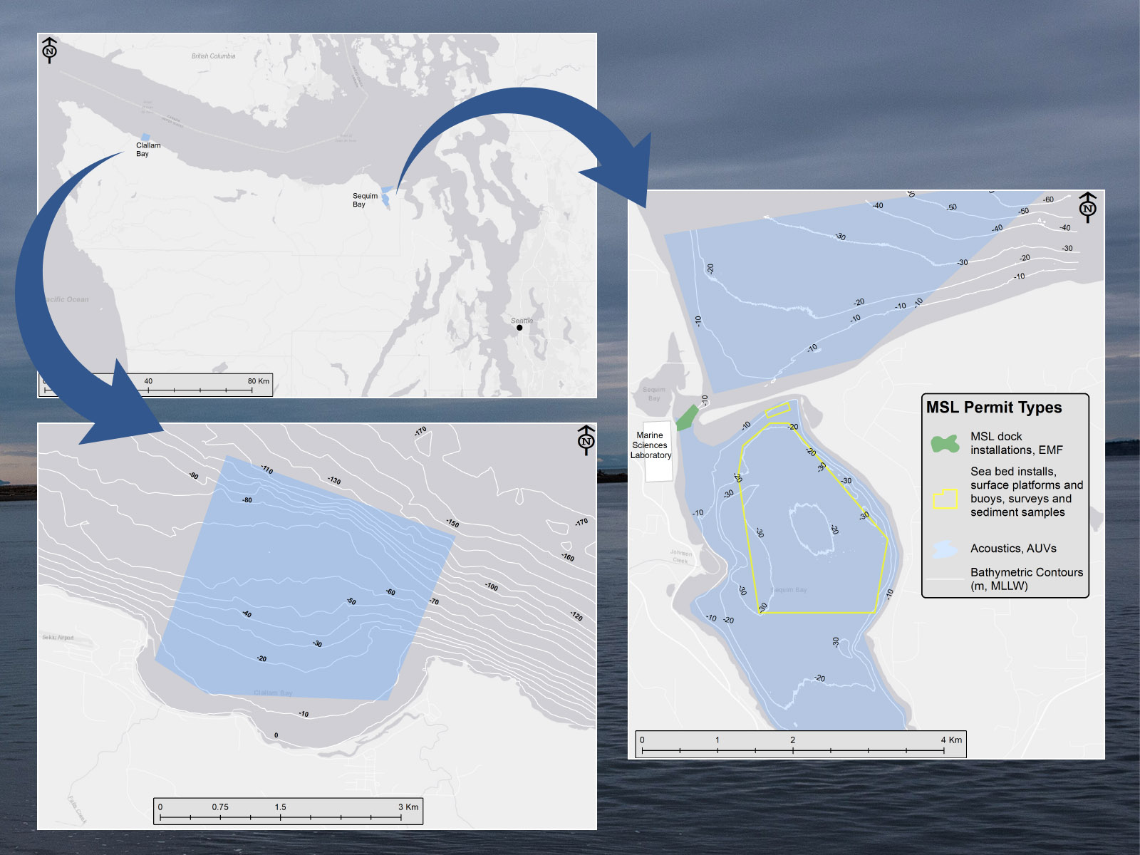 Map showing Sequim Bay and Clallam Bay