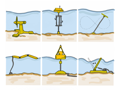 Illustration of marine energy devices