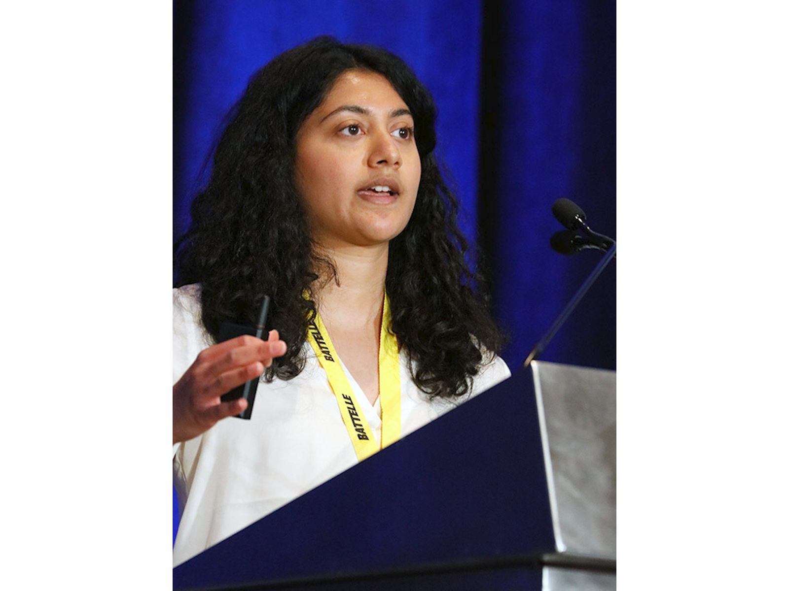 Business Intern Maryam Masood presents at the Battelle Conference on Innovations in Climate Resilience