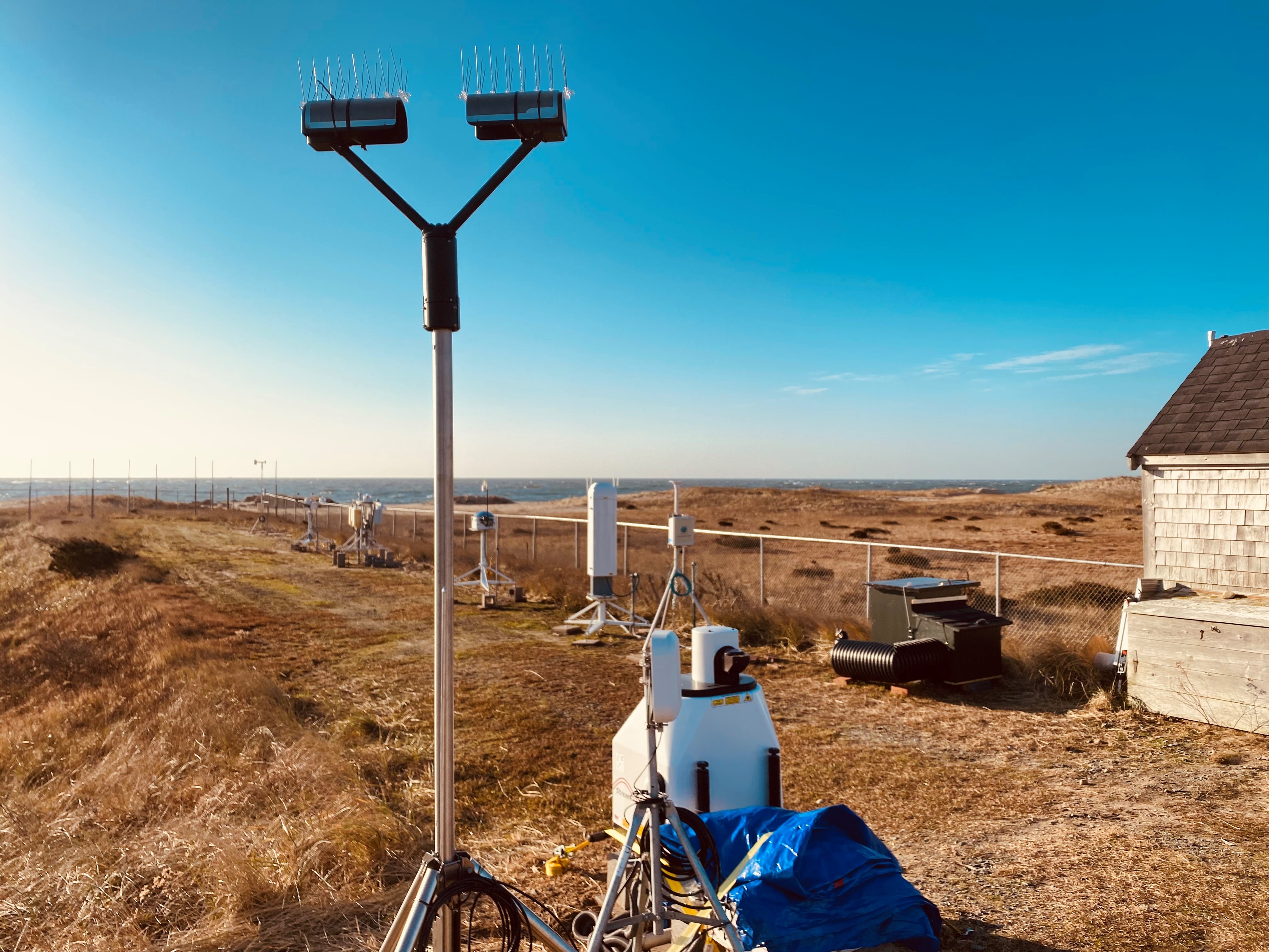 Scientific instruments on a beach