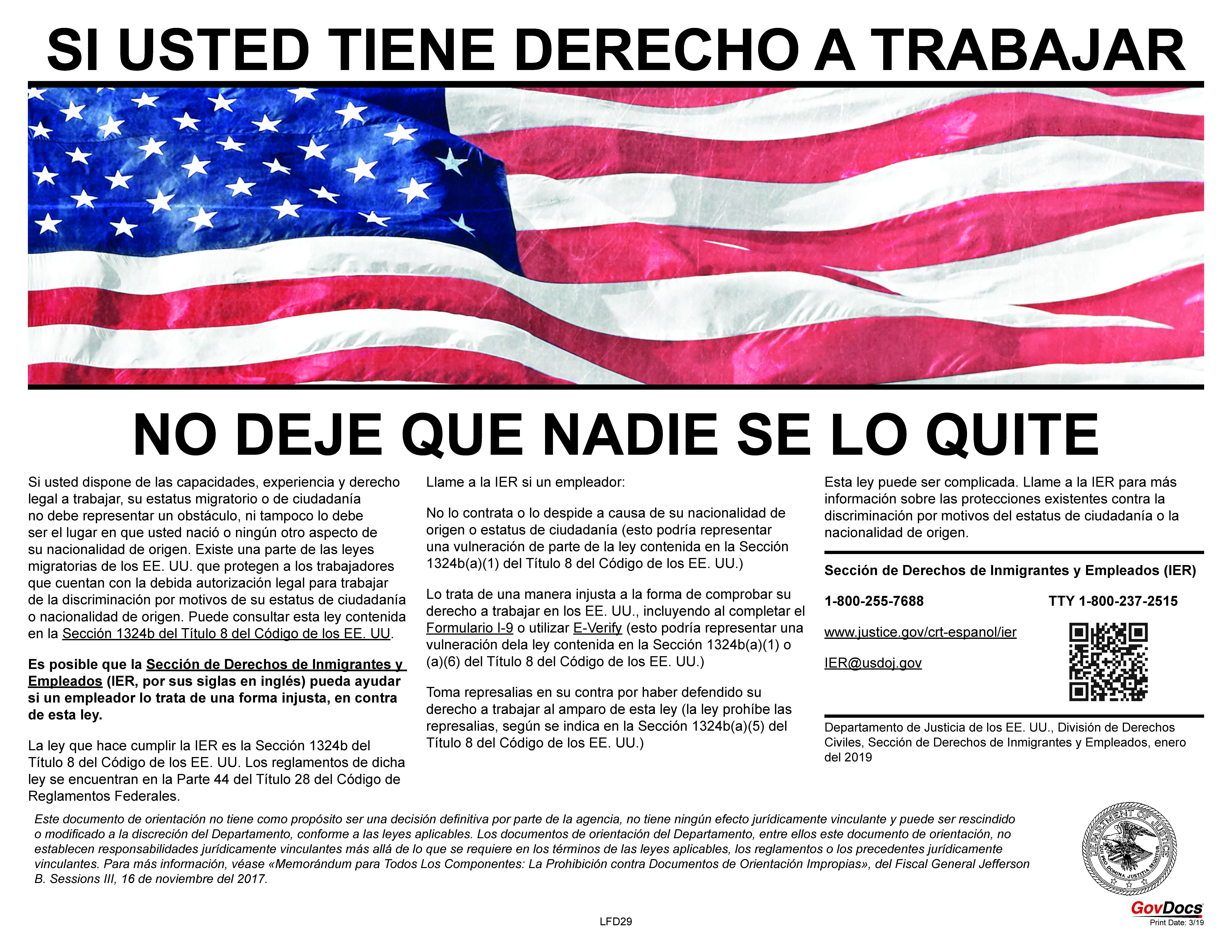 right to work poster spanish