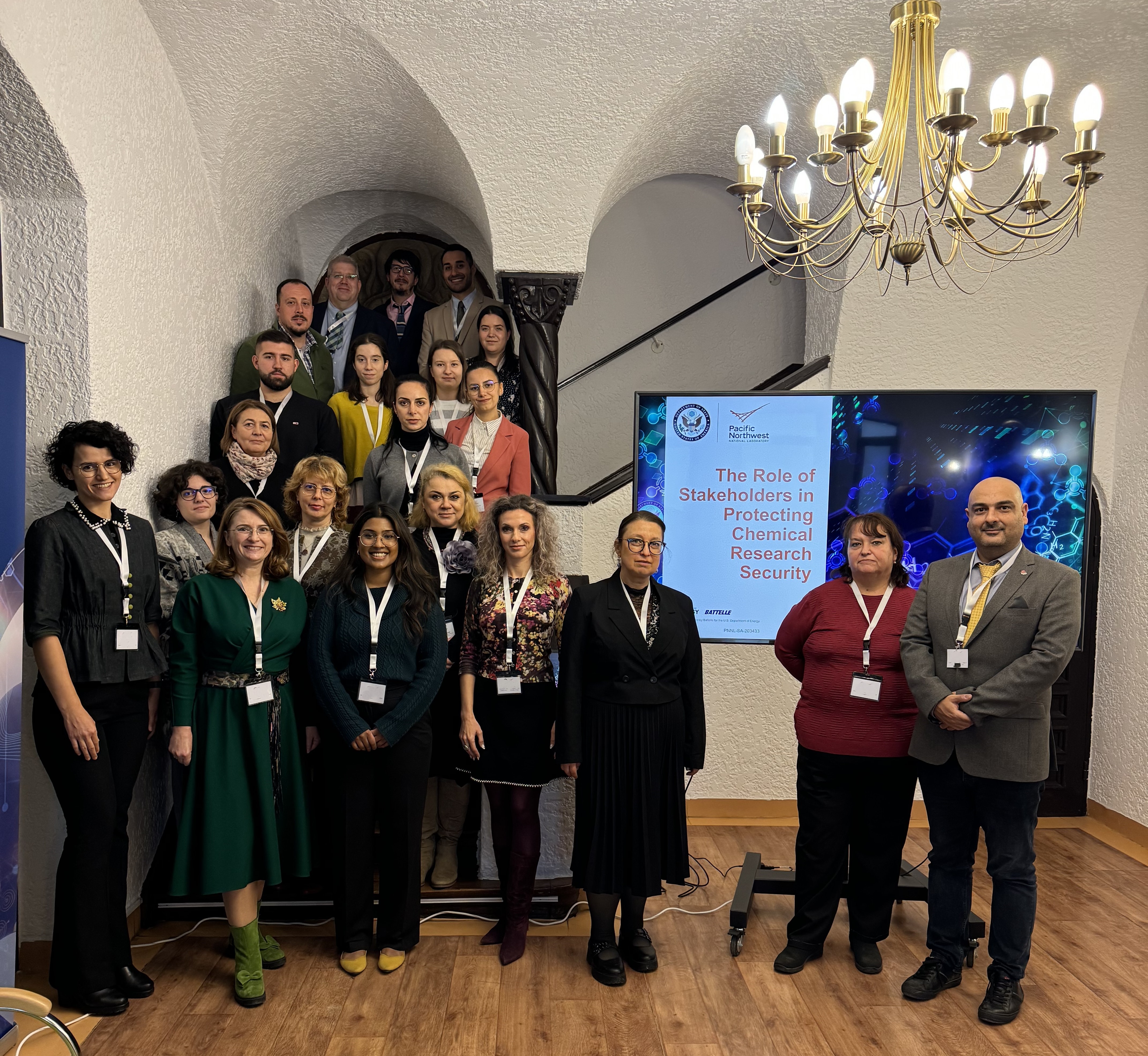 Photo of researchers at a chemical research security workshop in Bulgaria