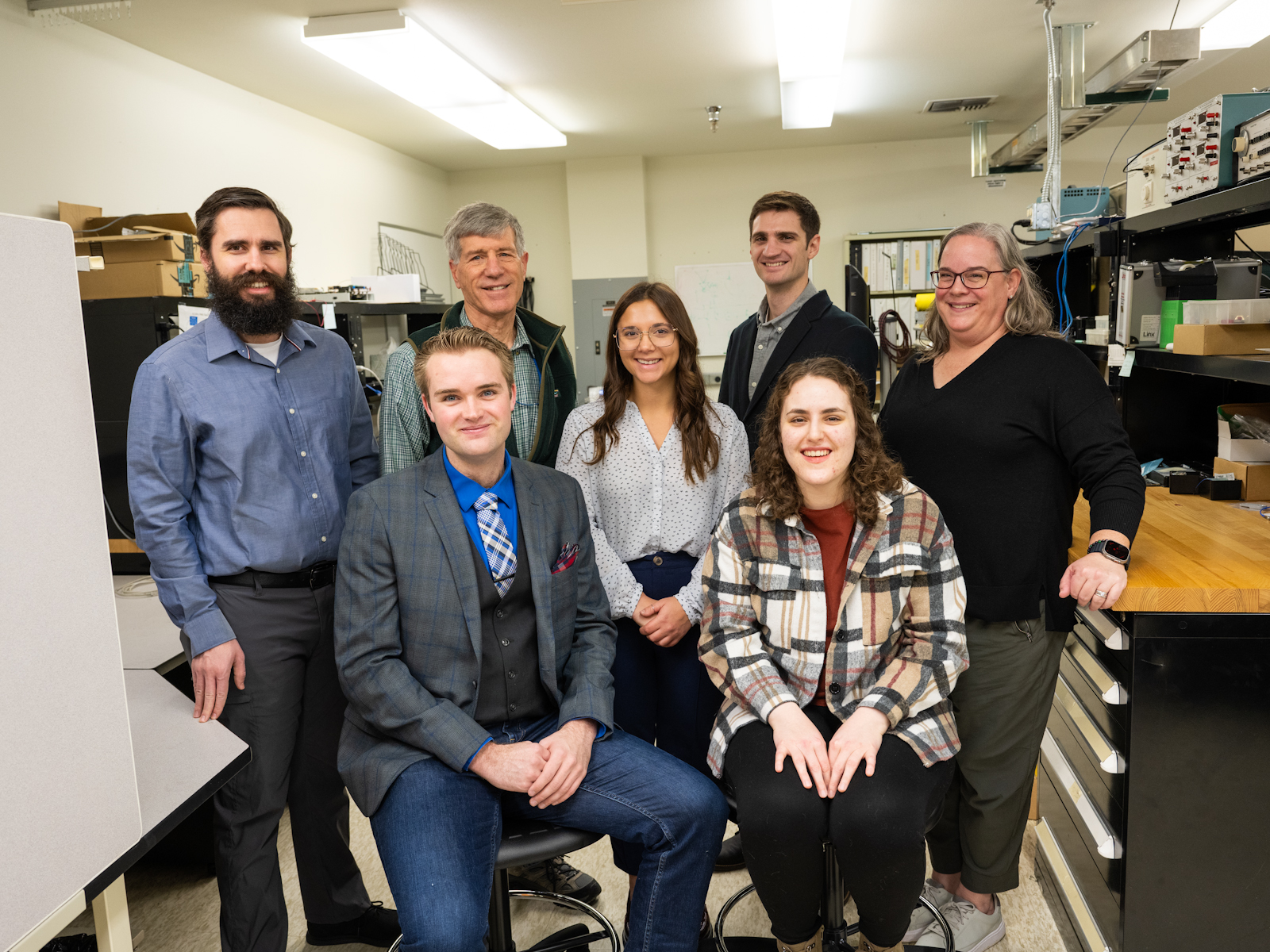 Photo of team in laboratory where they evaluated firefighter safety technology