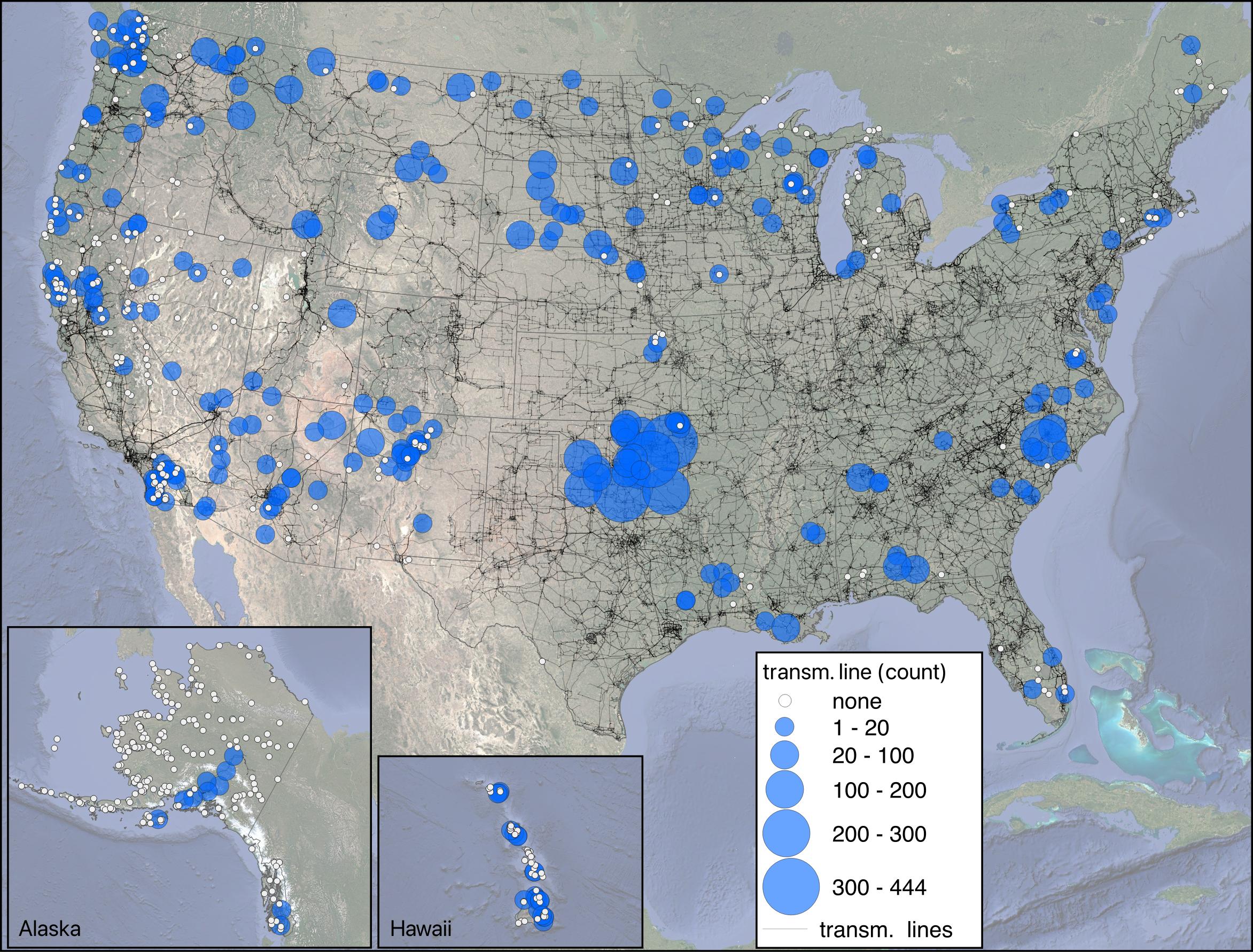 Transmission Line Count Per Tribal Area