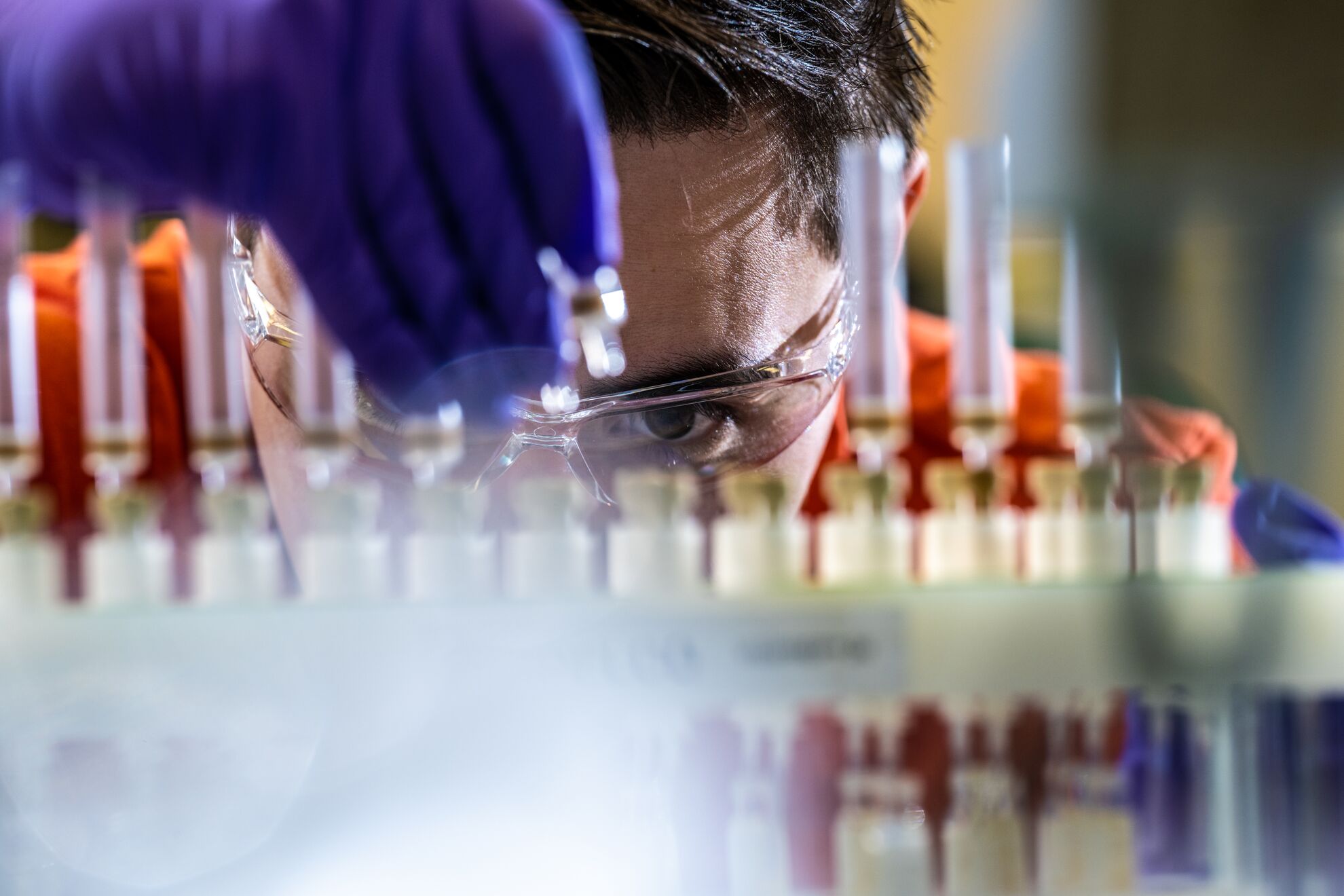 Jason Toyoda prepares soil samples.