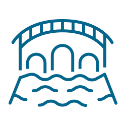 Line drawing showing a hydropower dam