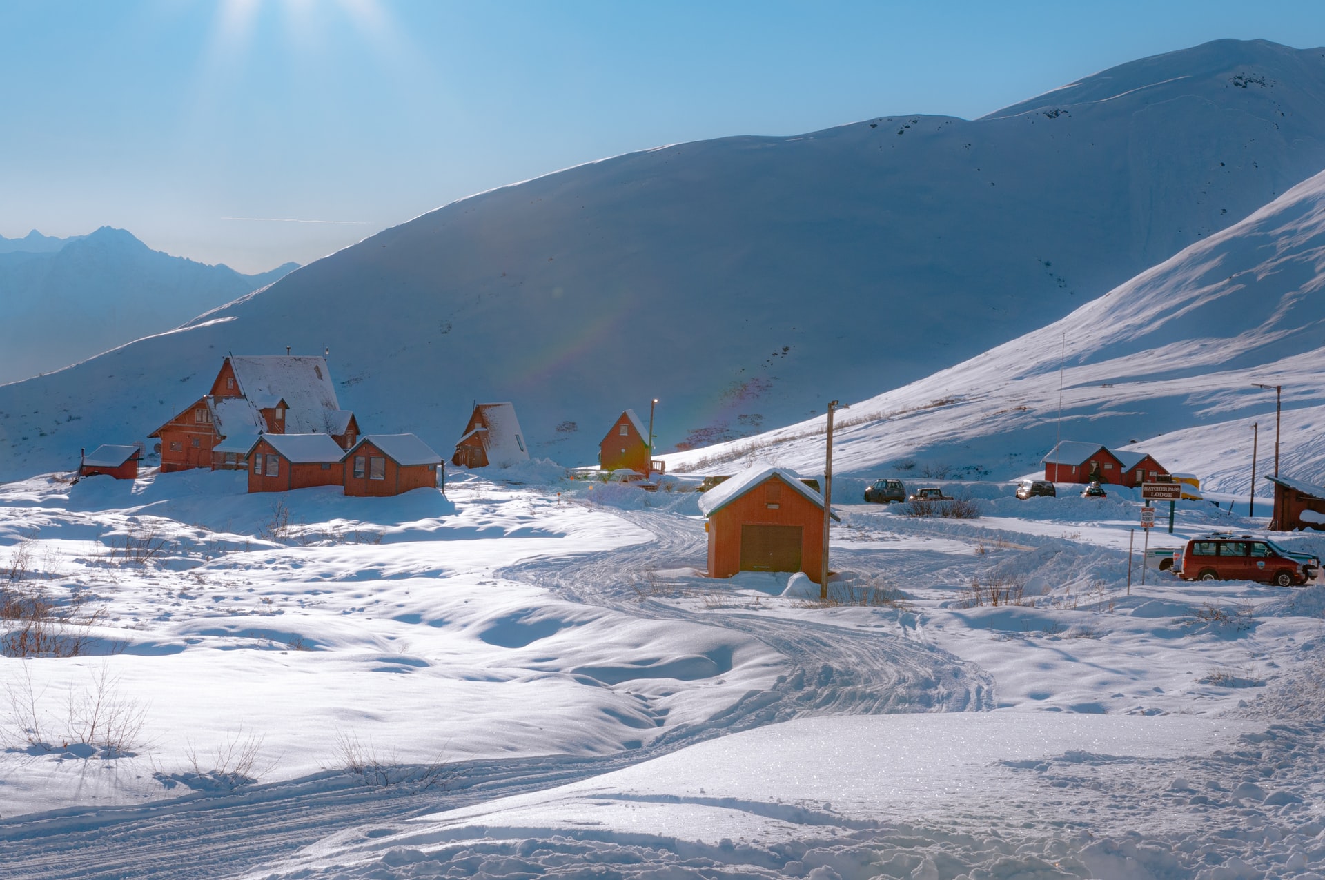 Snowy remote village in Alaska