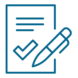 Line drawing of pen and paper