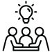 Icon depicting three people with an illuminated lightbulb above them.