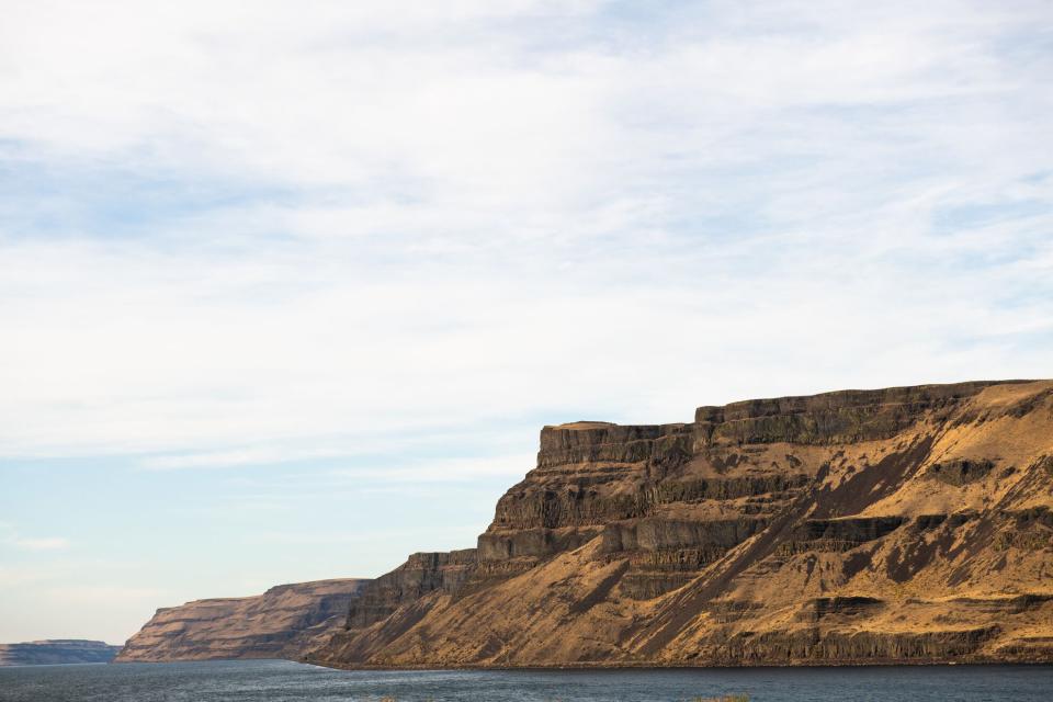 Basalt cliffs overlooking the Columbia River at the Wallula Gap, Wash. Oct. 2020