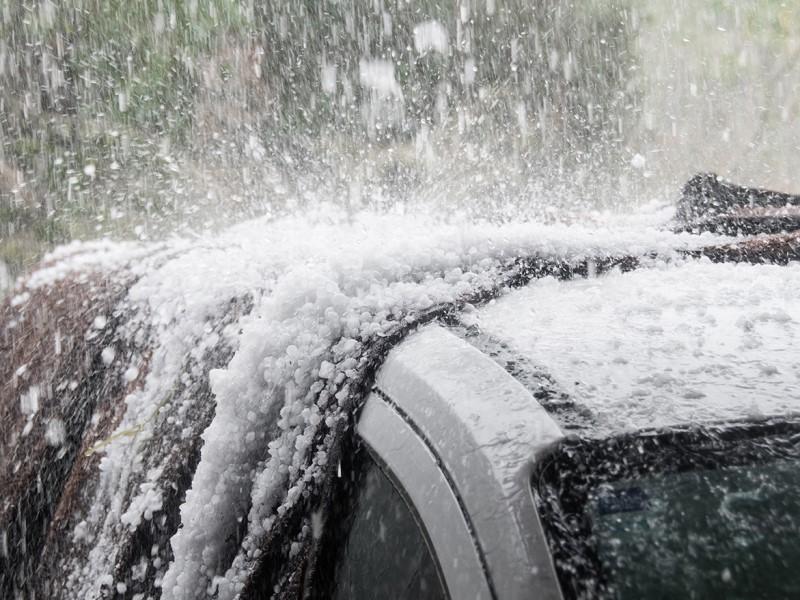 Hailstone impact on automobile