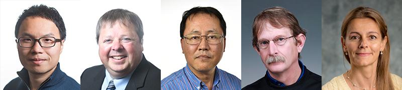 Five researchers in a ribbon