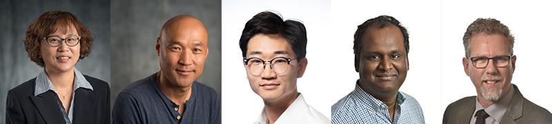Five researchers in a ribbon