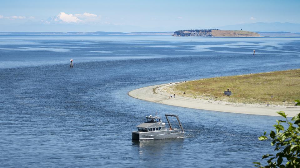 The R/V Resilience in Sequim Bay. 