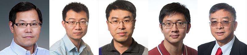 Five researchers in a ribbon