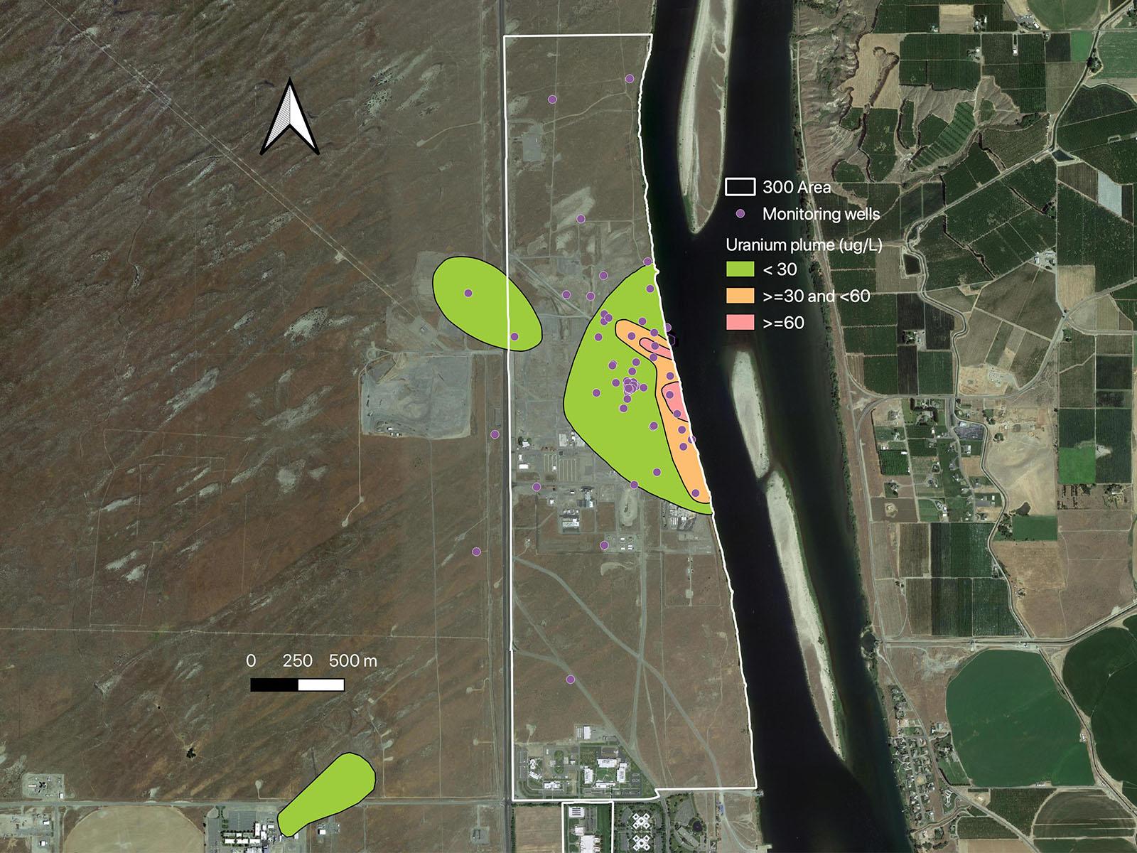 measured uranium concentrations in groundwater at Hanford Reach in 2010