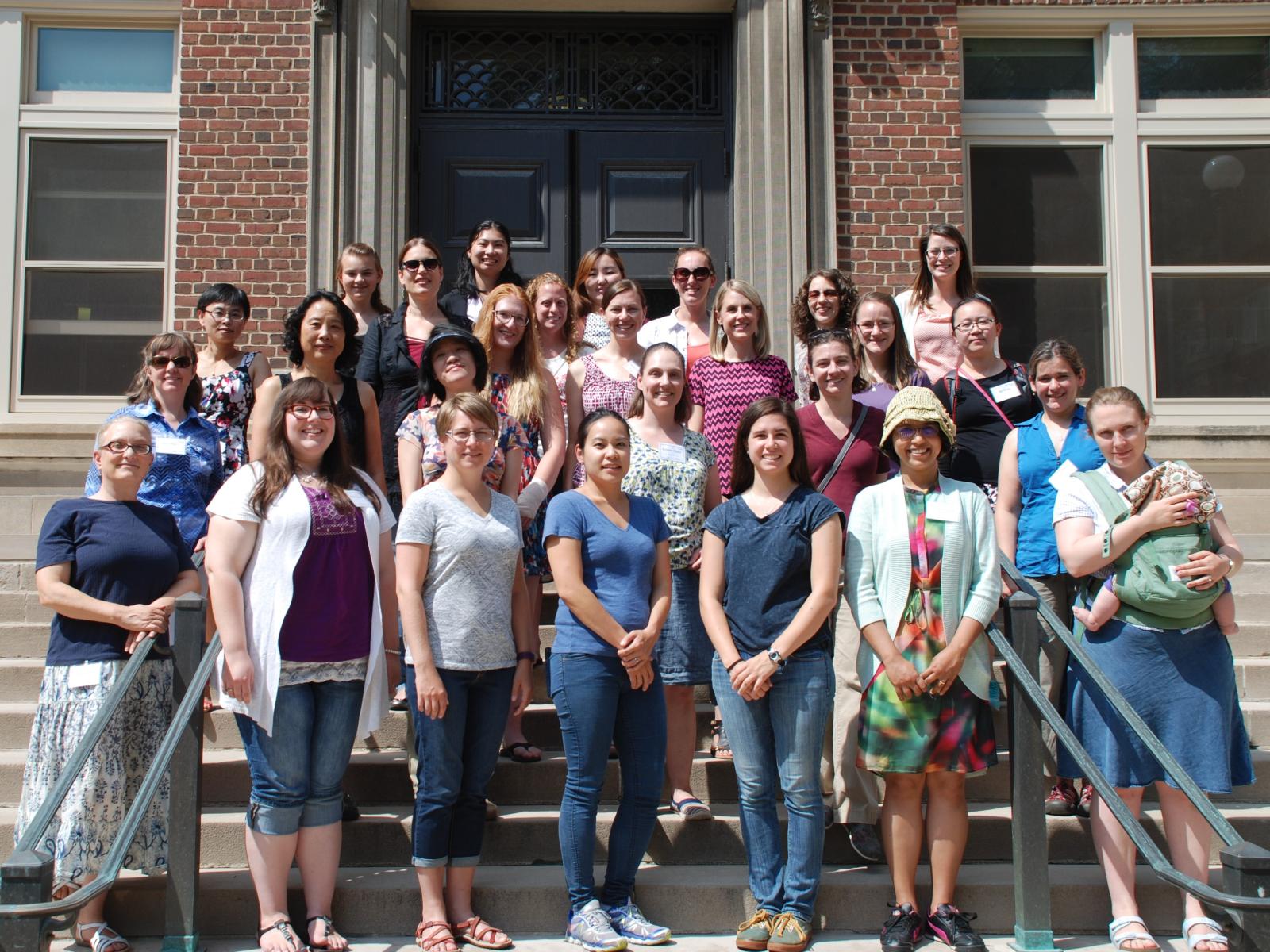 Group photo of Emilie Purvine standing alongside fellow 2016 Women in Computational Topology participants.