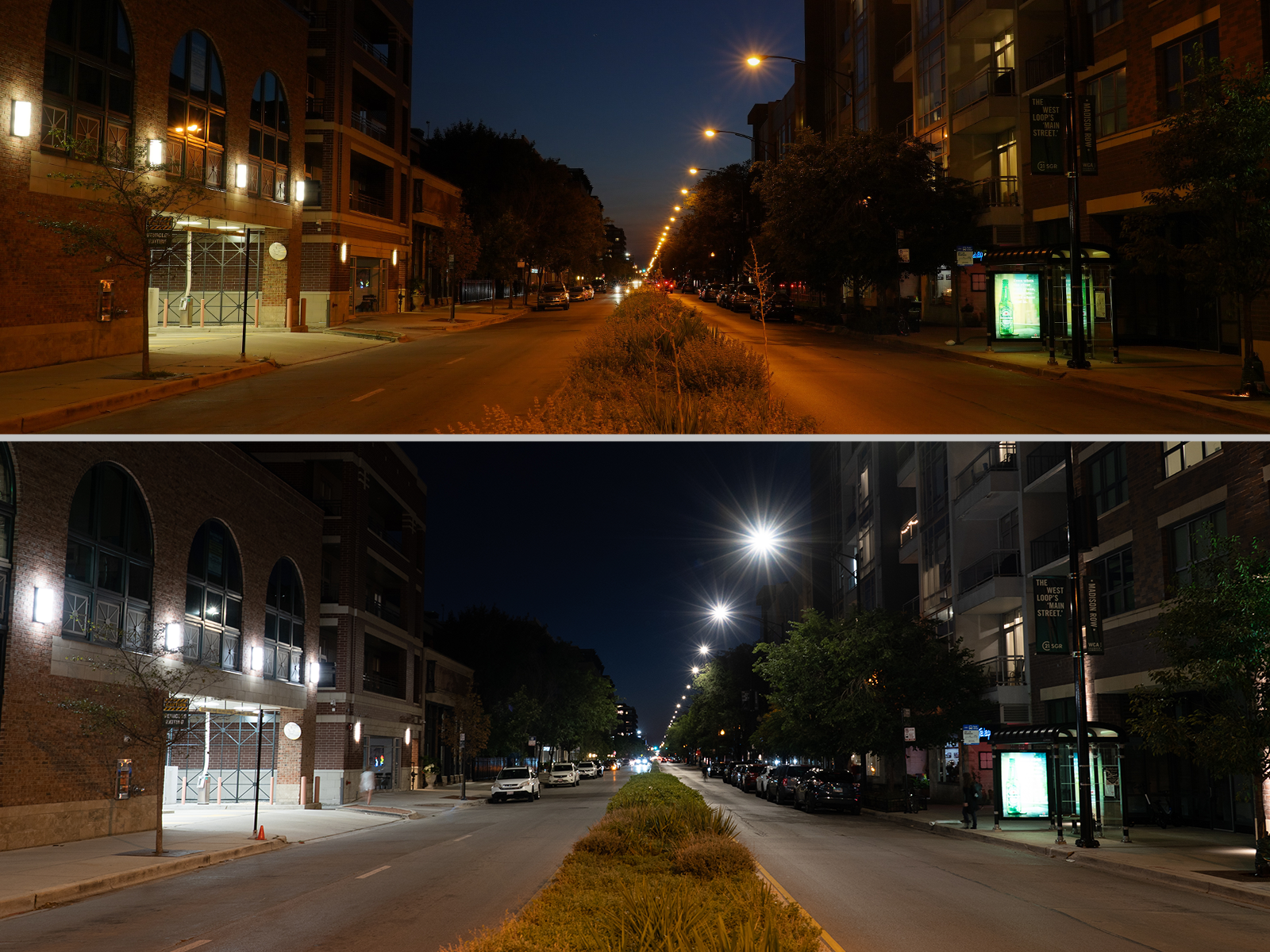 Chicago lights before and after