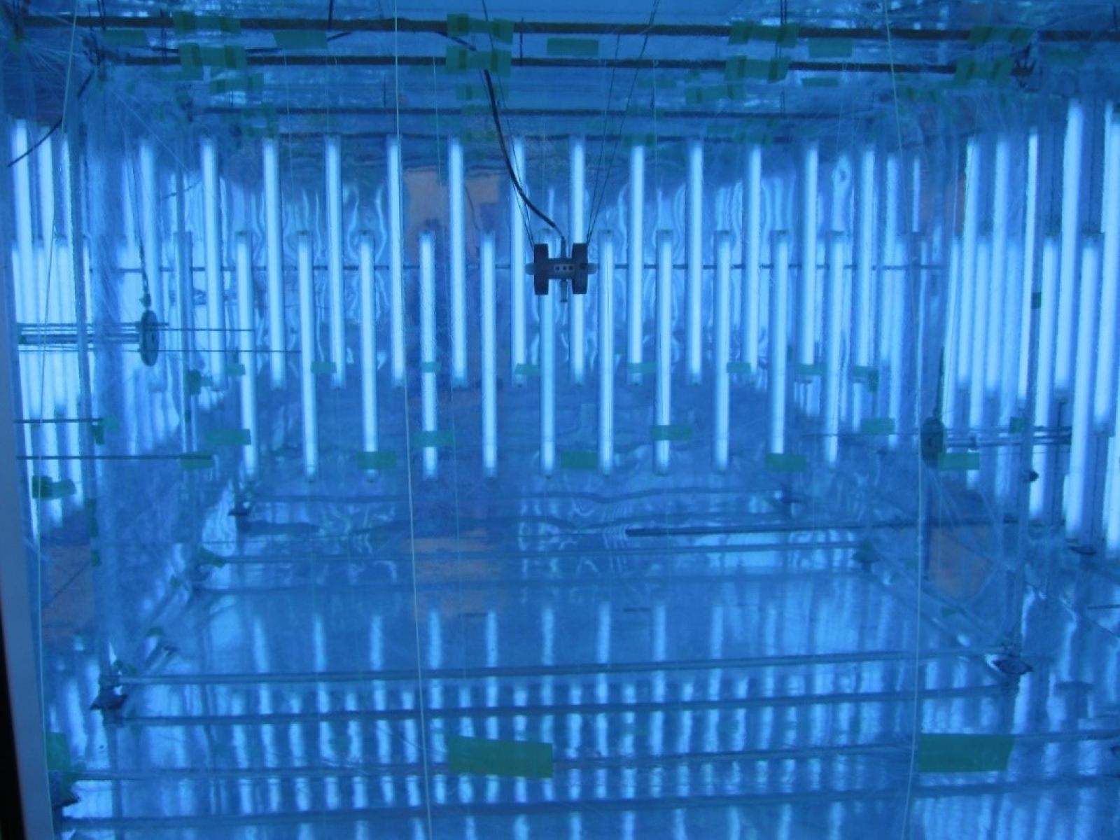 Inside of a blue chamber